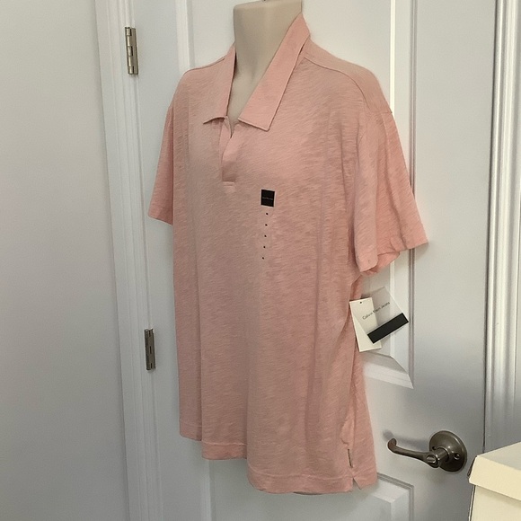 New with tags Calvin Klein Jeans Light Pink Polo Shirt Size XL - Picture 5 of 8